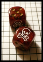 Dice : Dice - 6D - Skull and Crossbones Red Gold Pips White Insignia - Ebay Sept 2010